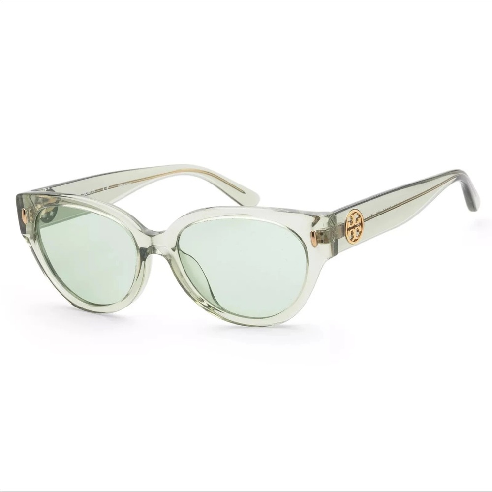 Tory Burch Pale Mint Cat-Eye Sunglasses with Gold Logo